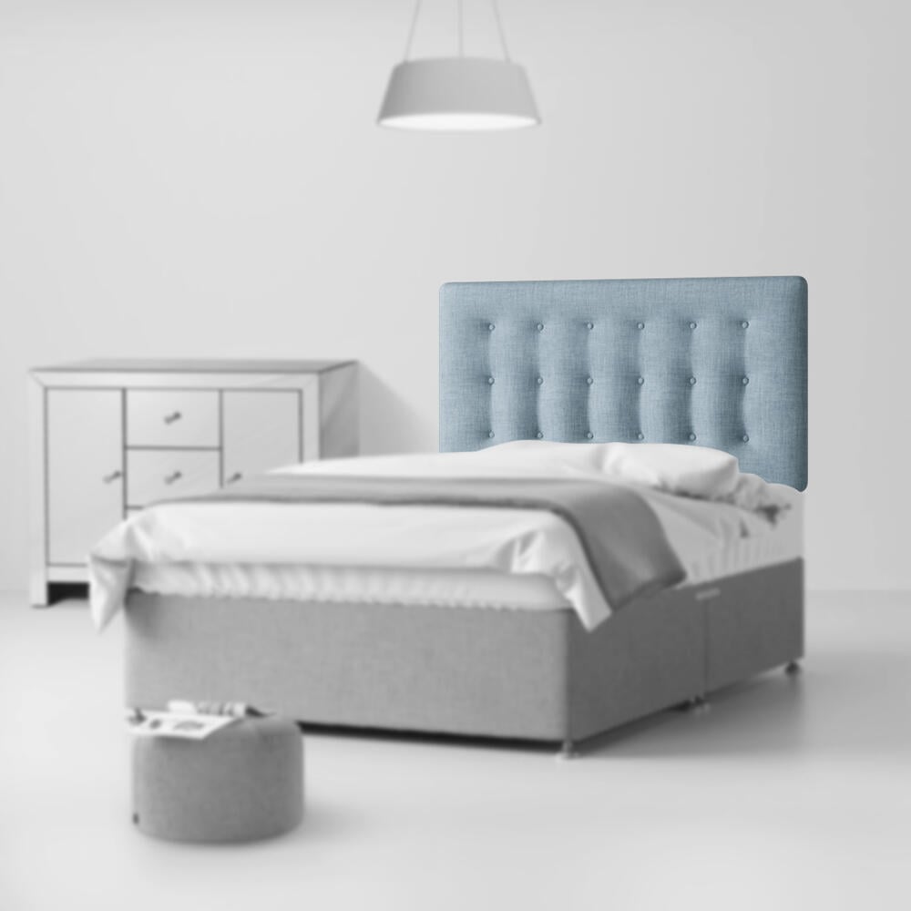 Cornell Buttoned Duck Egg Blue Fabric Headboard Room Set