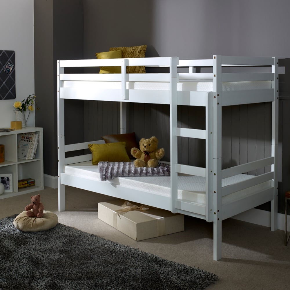 Durham White Wooden Bunk Bed Side Image