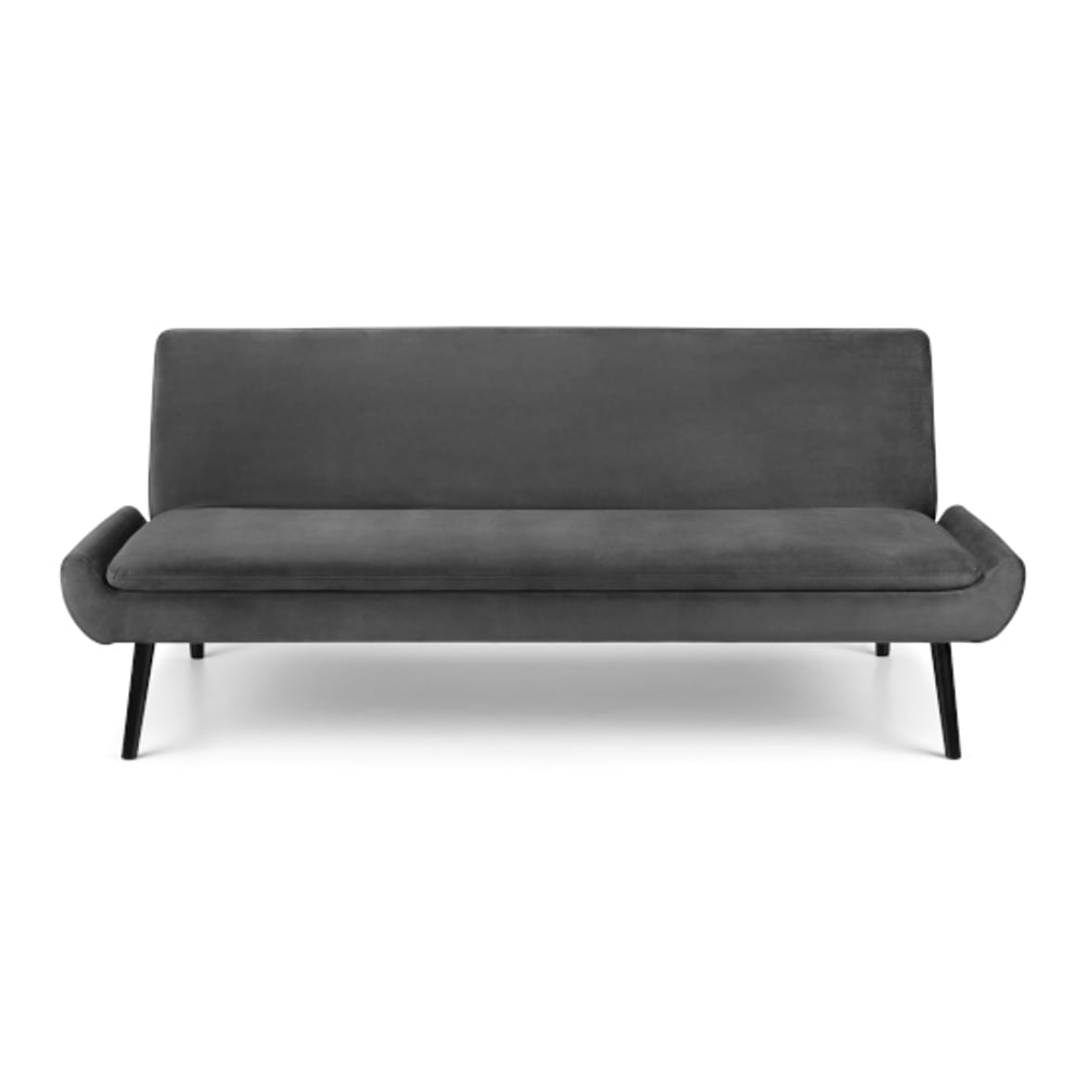 Gaudi Grey Velvet Sofa Bed Front Shot