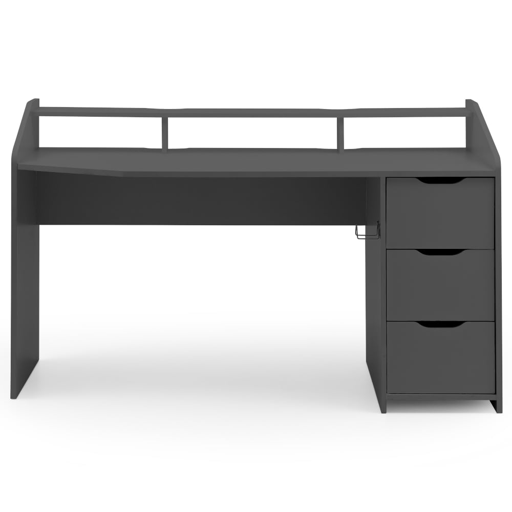 Gravity Grey Wooden Gaming Desk Front Image