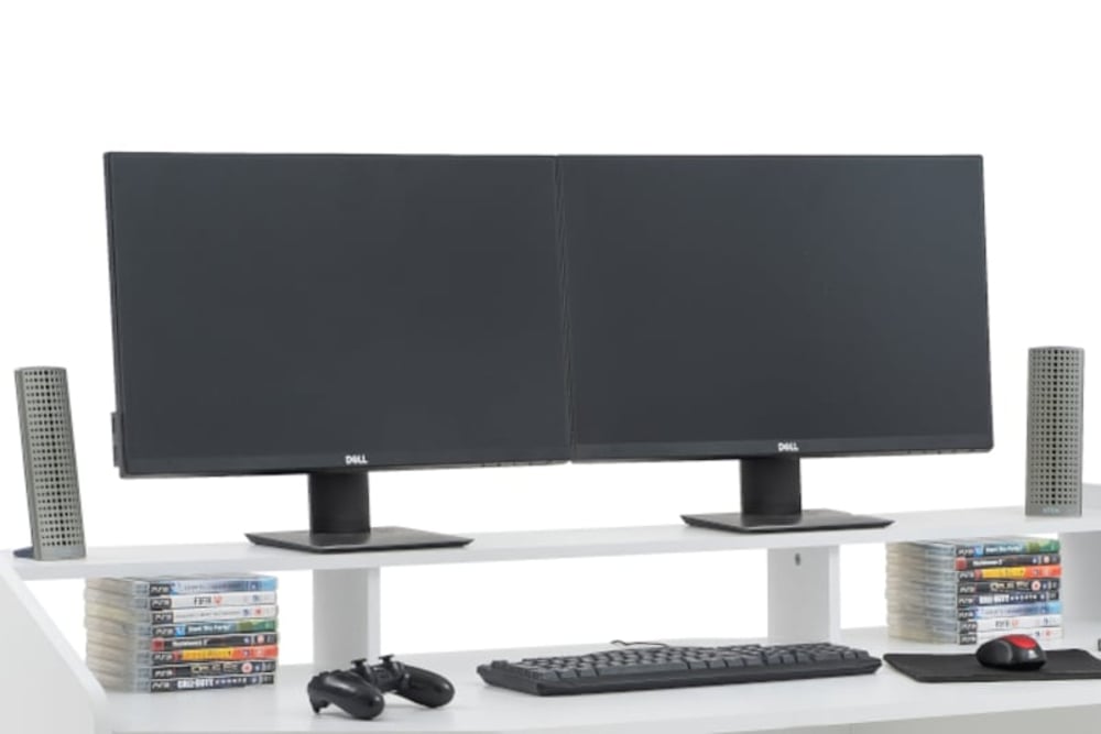 White desk for two monitors discount