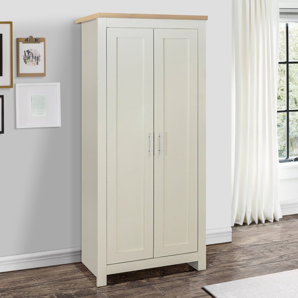 Highgate Cream And Oak Wooden 2 Door Wardrobe