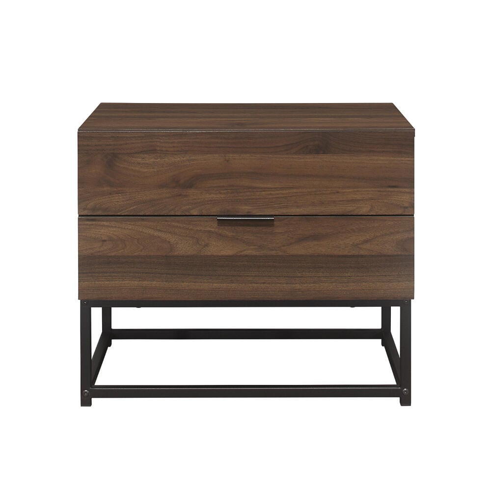 Houston Walnut Wooden 2 Drawer Bedside Table Full Image