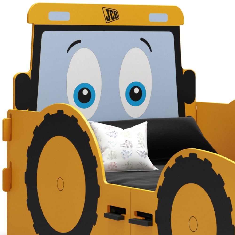 JCB Yellow Children's Digger Toddler Bed Headboard Image