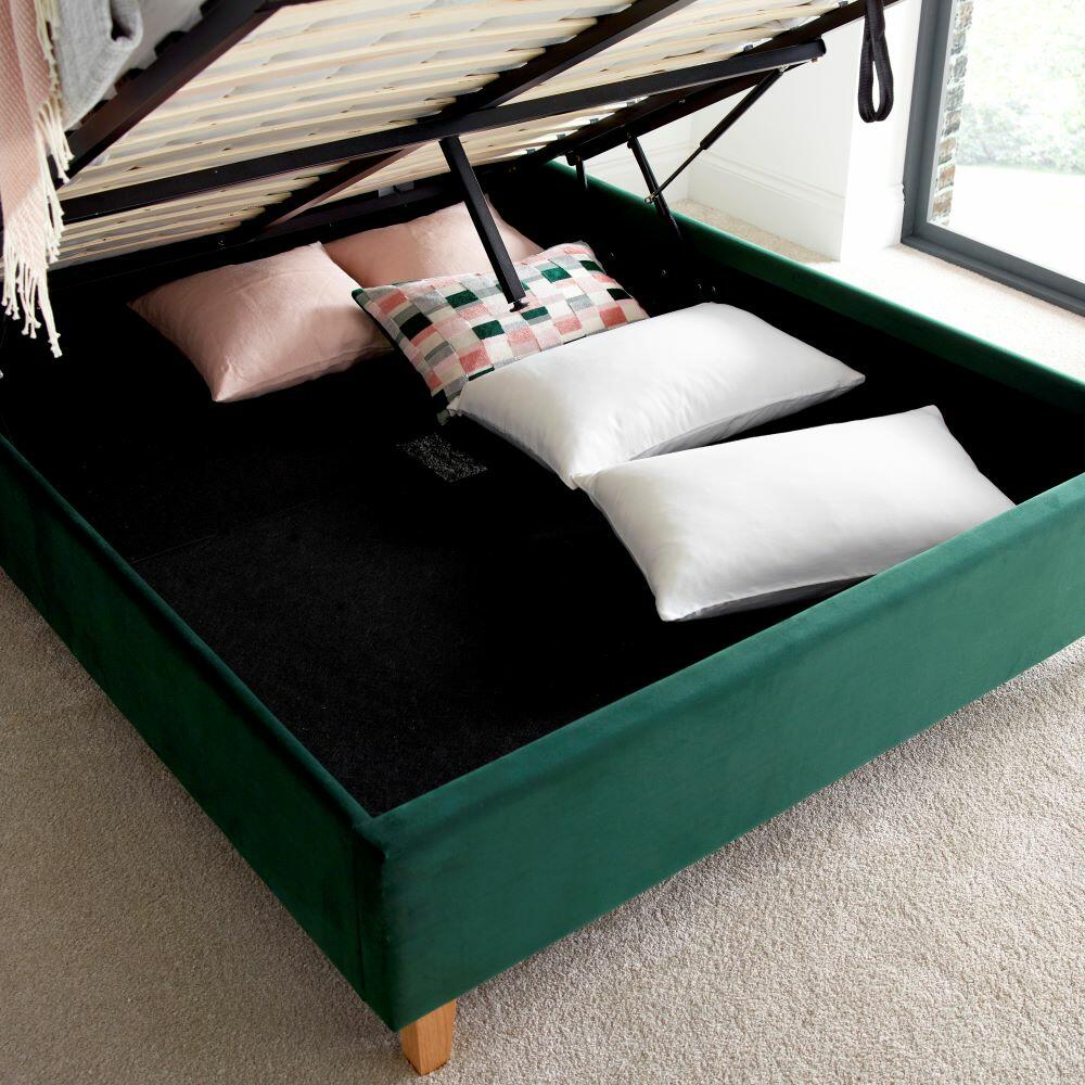 Kingham Green Velvet Storage Bed Ottoman Image