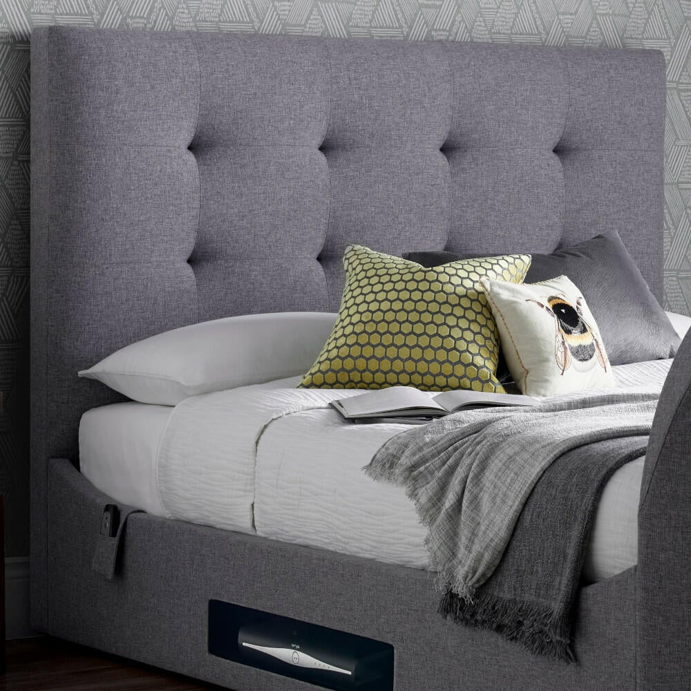 Happy Beds Lannister Light Grey TV Bed Headboard