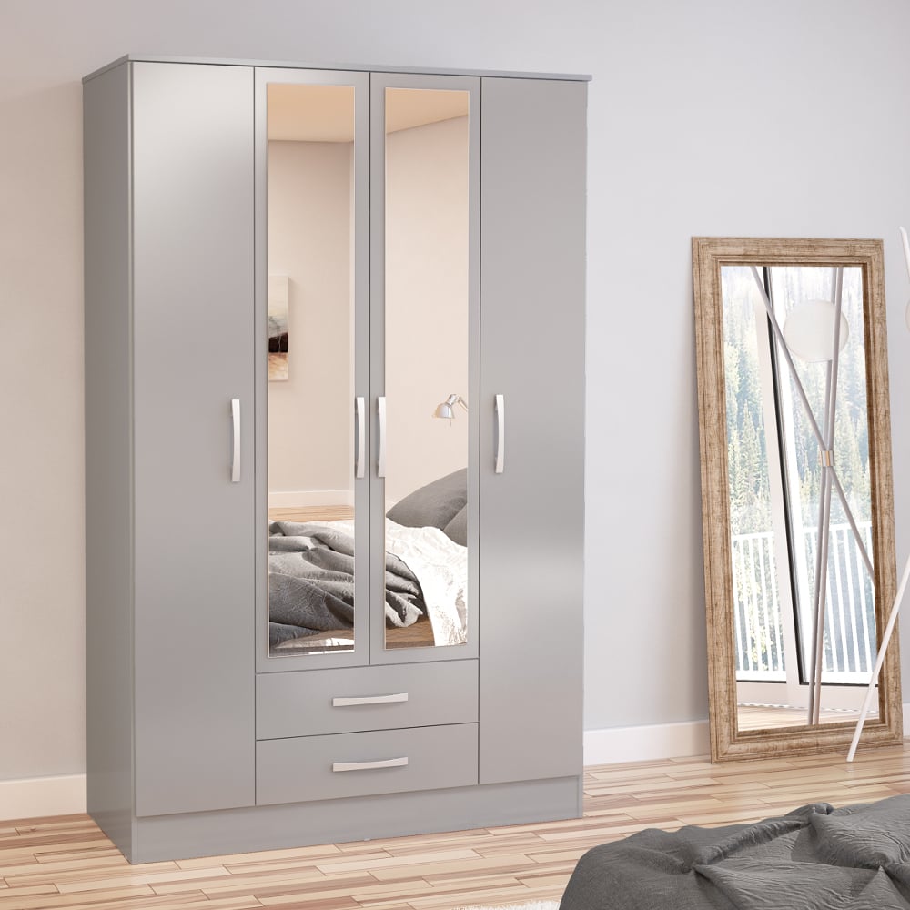 Lynx Grey 4 Door 2 Drawer Wardrobe Closed Shot