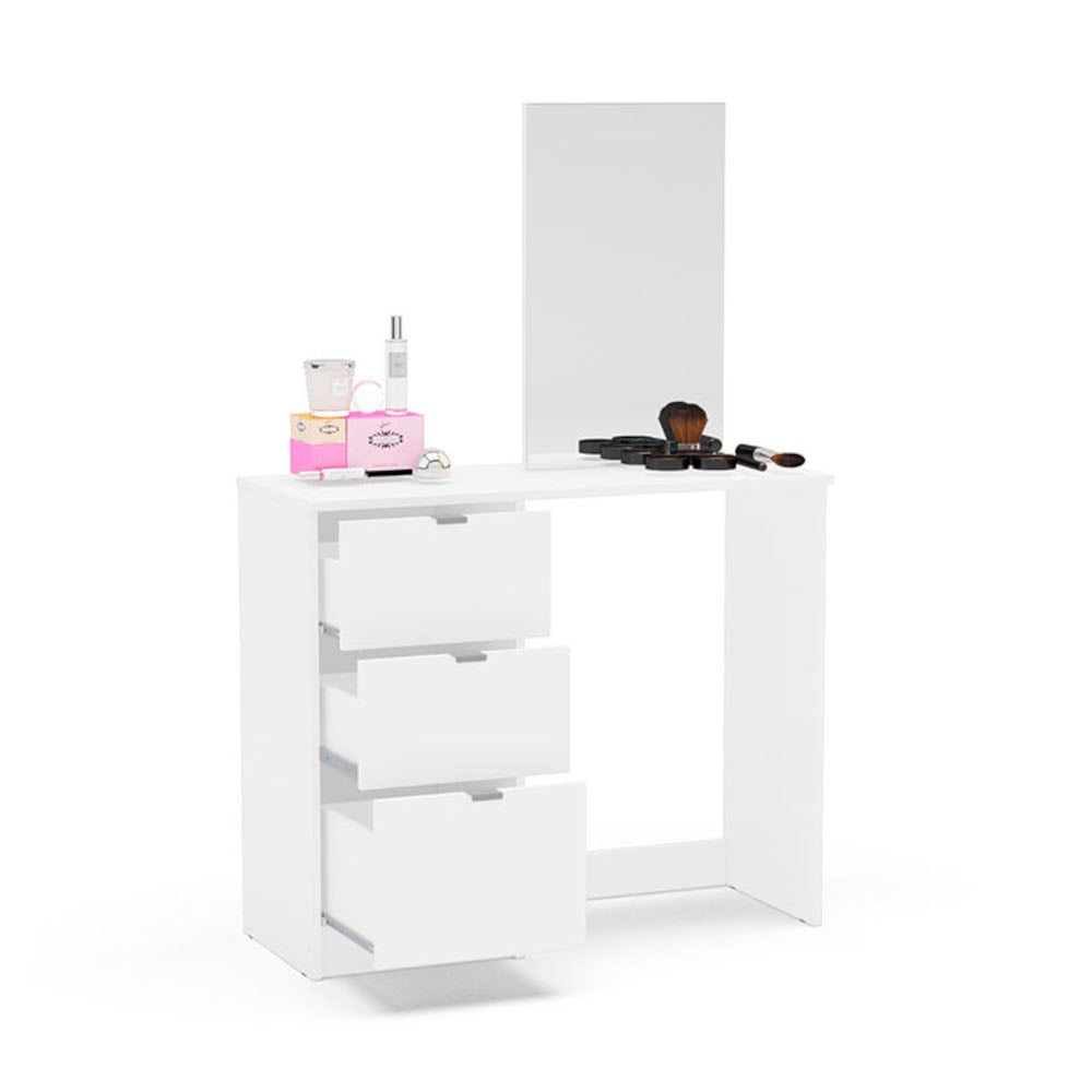 Happy Beds Madison White 3 Drawer Dressing Table Open Drawers