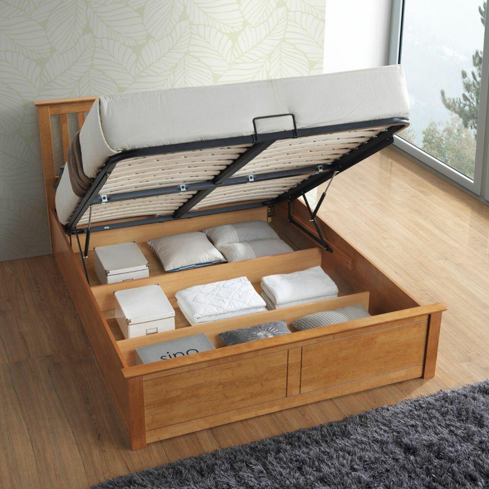 Malmo oak shop wooden ottoman bed