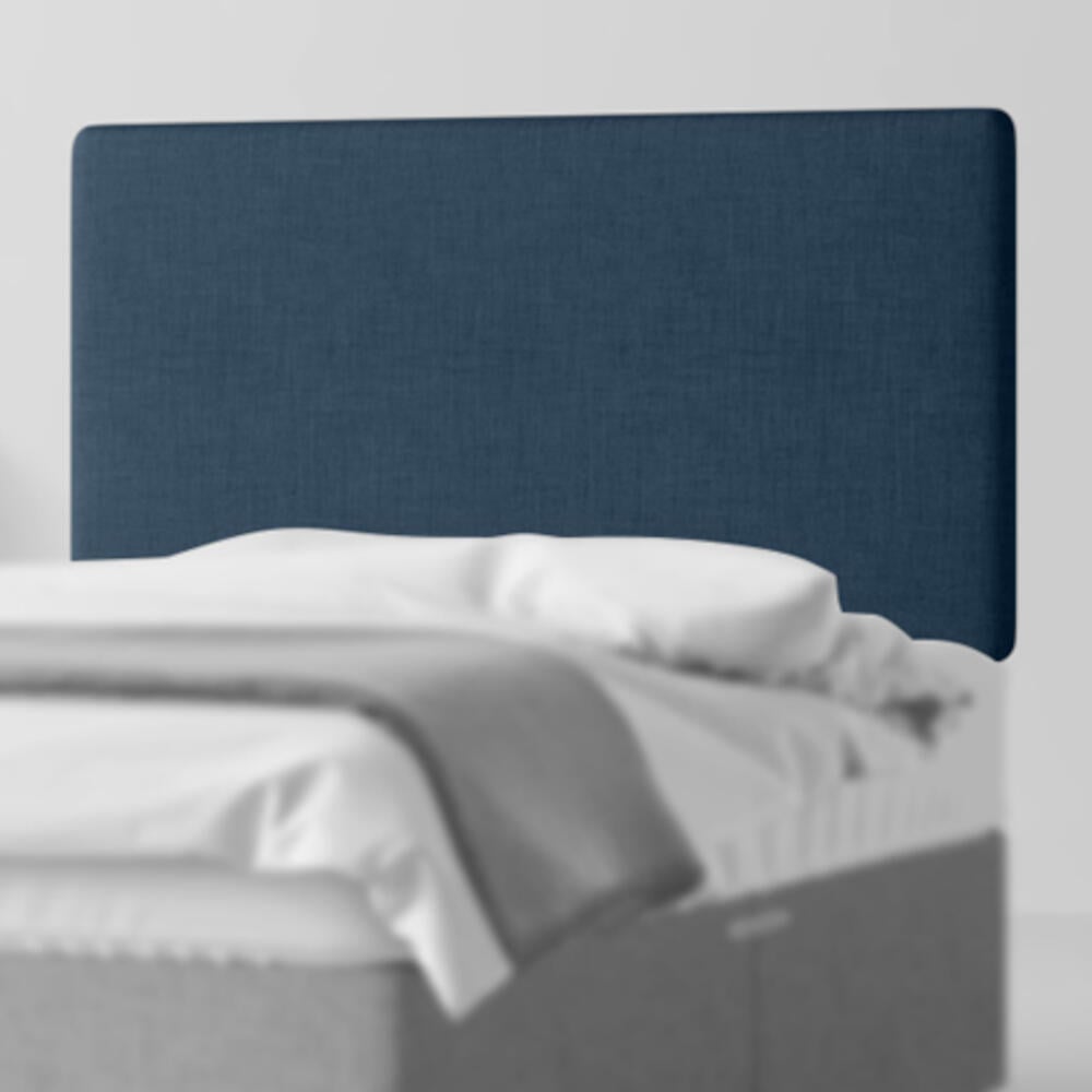 Cornell Plain Midnight Blue Fabric Headboard Closeup