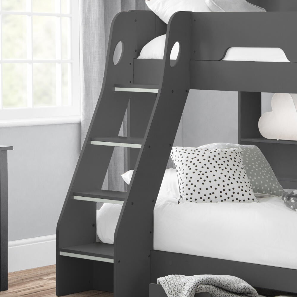 Happy Beds Orion Anthracite Triple Sleeper Bunk Ladder