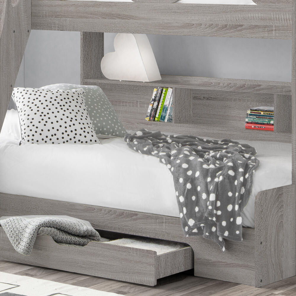 Happy Beds Orion Grey Oak Triple Sleeper Bunk Drawer