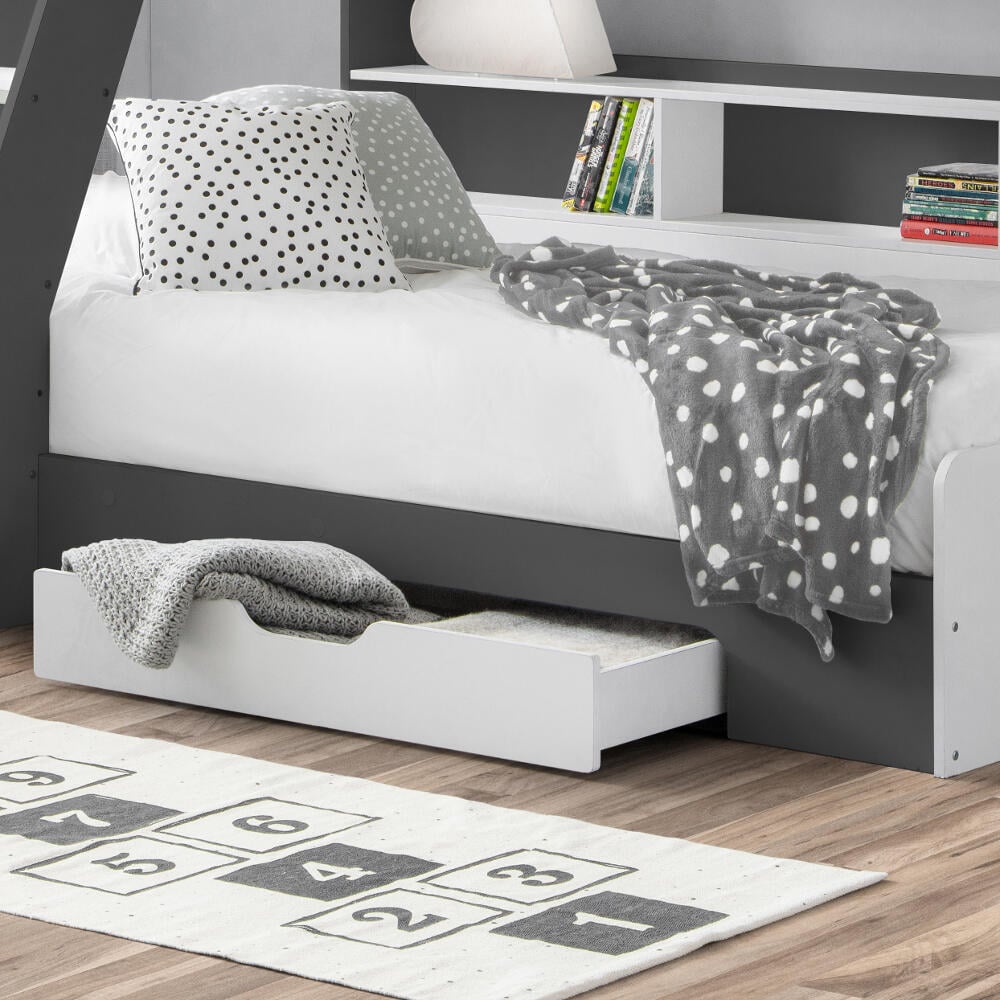 Happy Beds Orion Grey And White Triple Sleeper Bunk Drawer