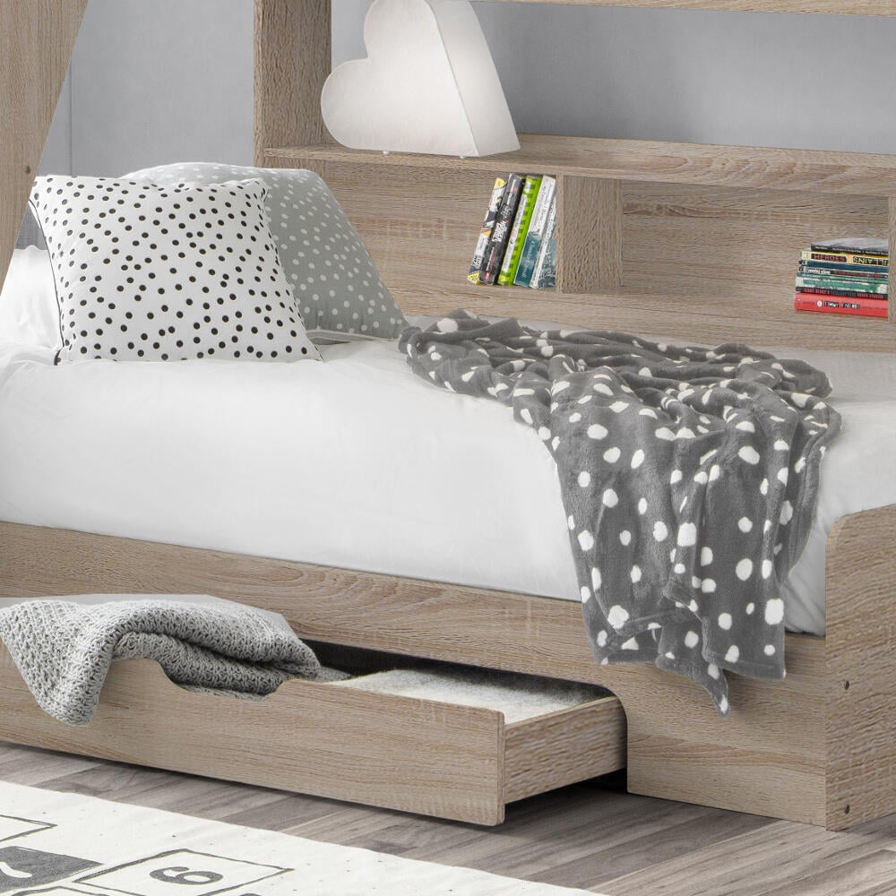 Happy Beds Orion Oak Triple Sleeper Bunk Drawer