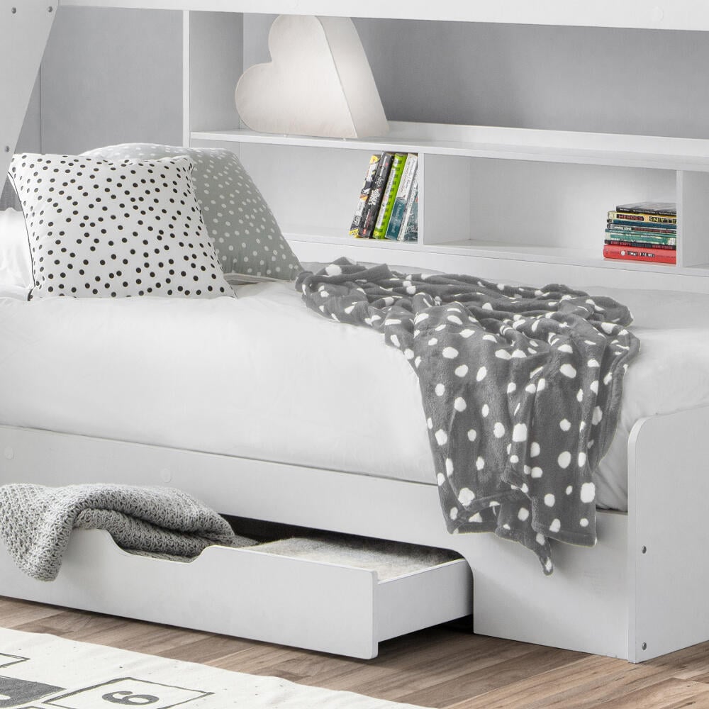 Happy Beds Orion White Triple Sleeper Bunk Storage