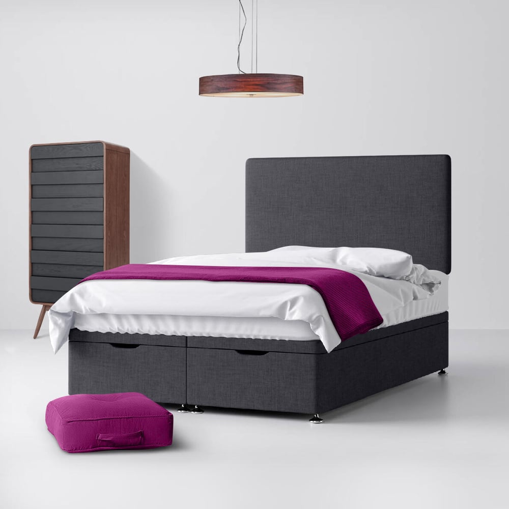 Cornell Plain Charcoal Fabric Divan Bed Headboard Image