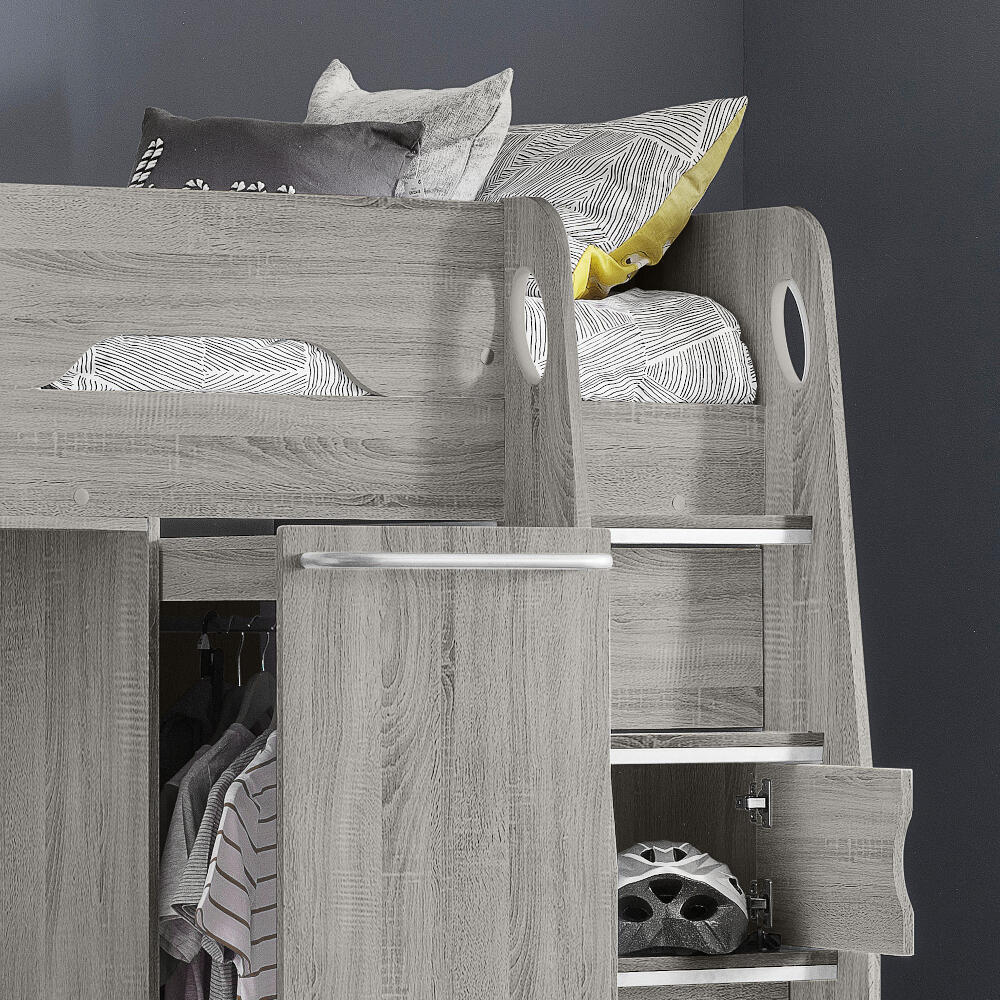 Happy Beds Pegasus Grey Oak High Sleeper Top