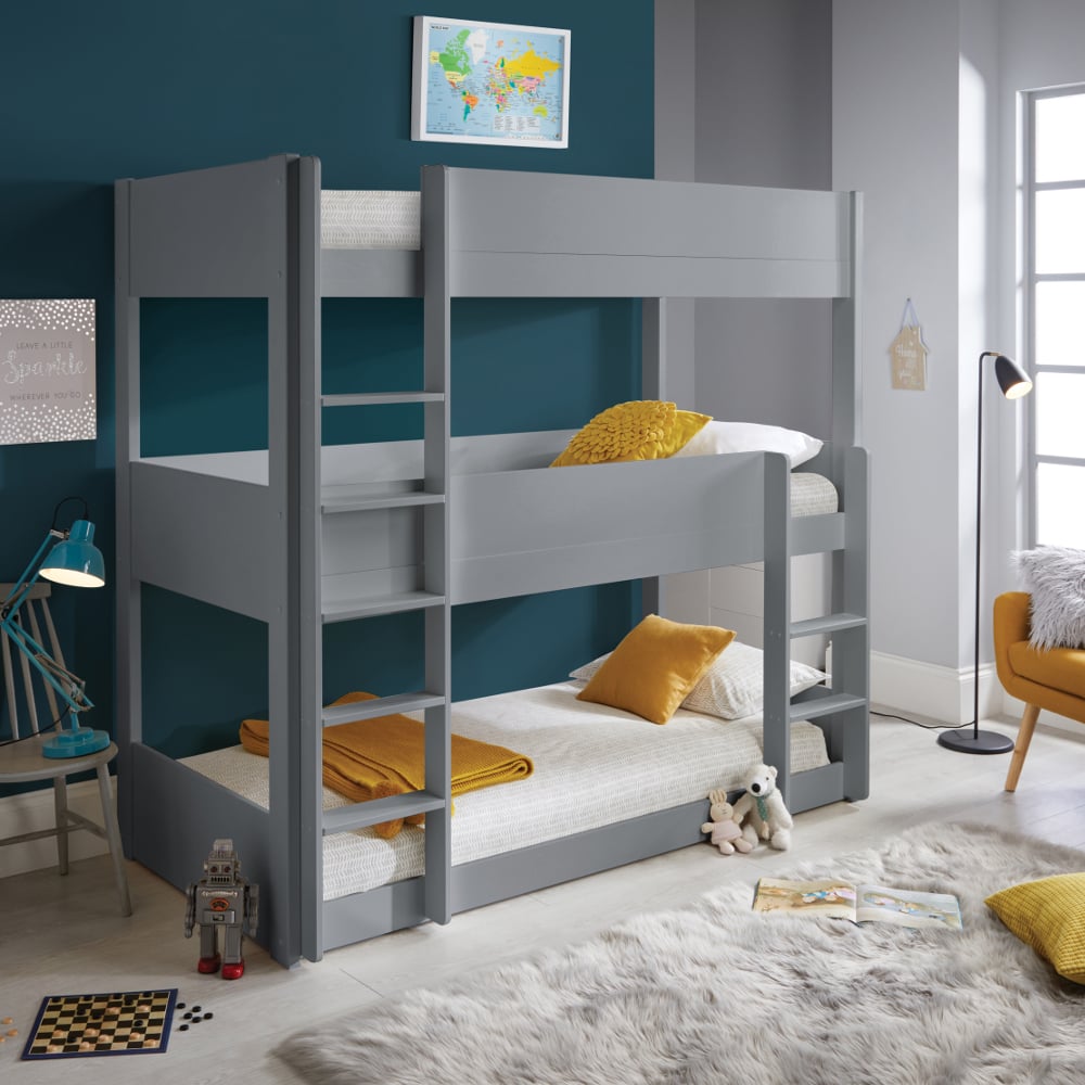 Happy Beds Snowdon Grey Triple Sleeper Bunk Angled Shot