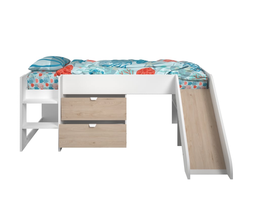 Tobo White And Oak Mid Sleeper Front View