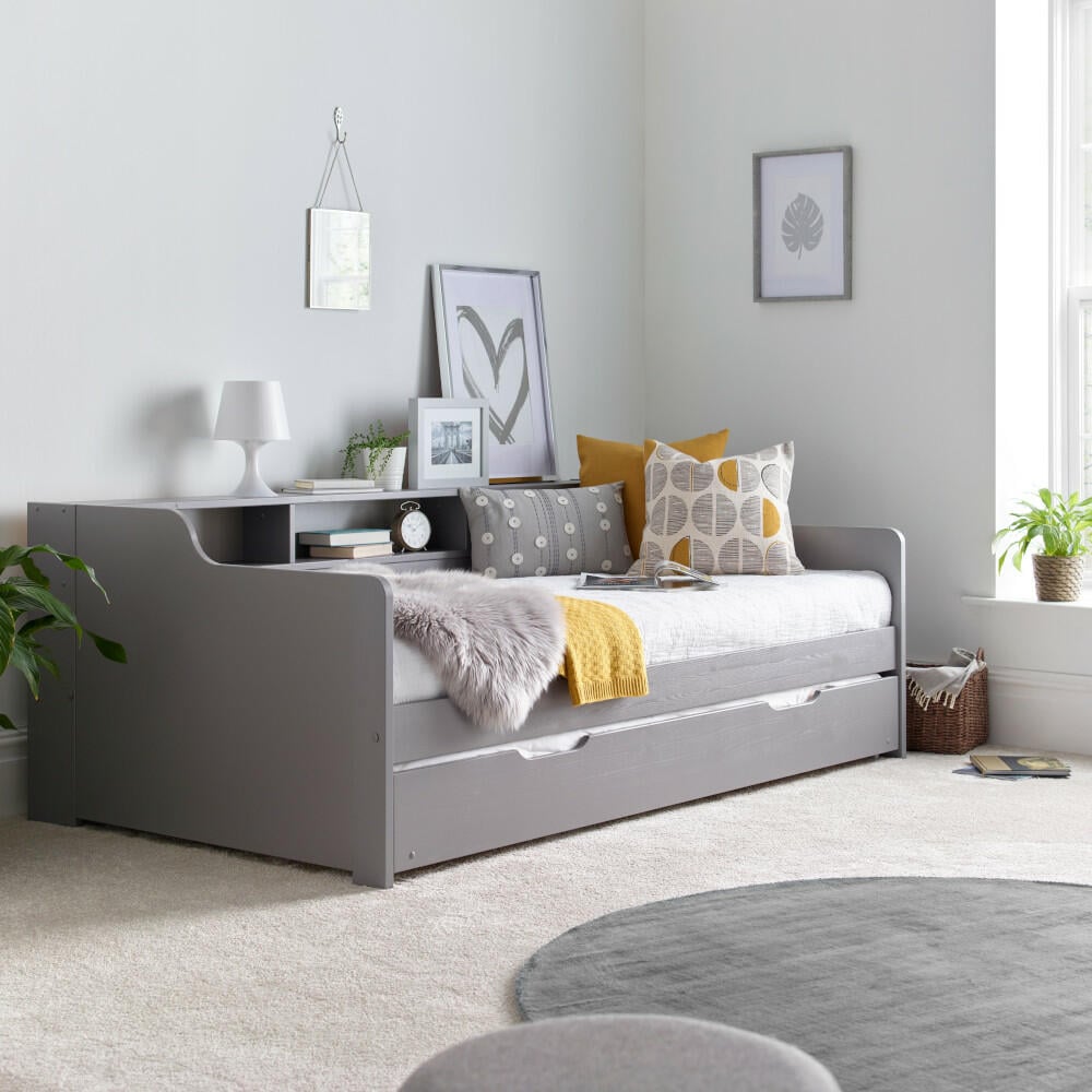 Happy Beds Tyler Grey Day Bed With Trundle Closed