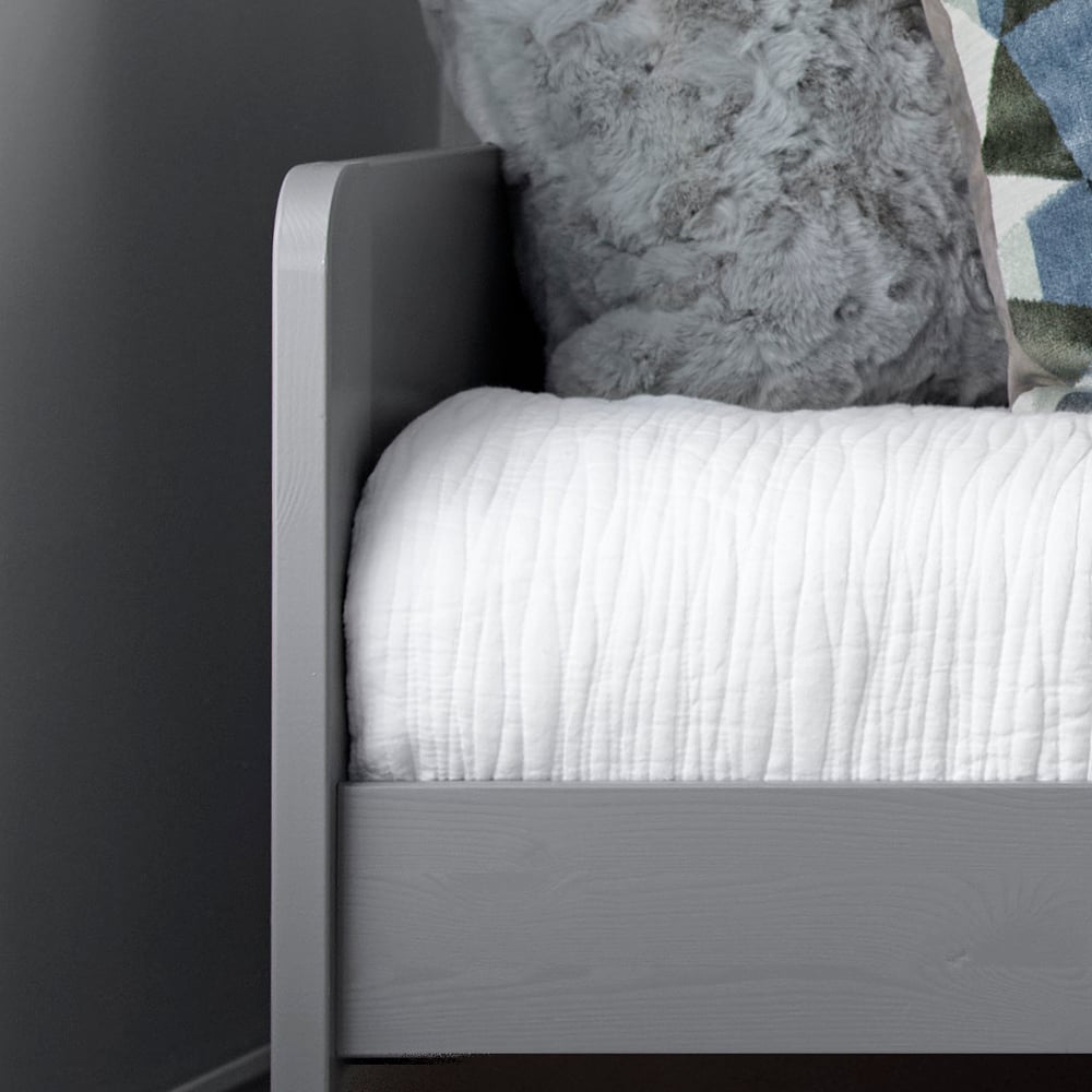 Happy Beds Tyler Grey and White Day Bed Sideboard Close-up