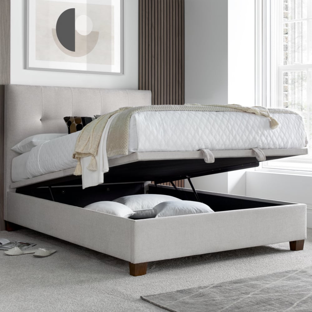 Walkworth Clay Fabric Ottoman Storage Bed