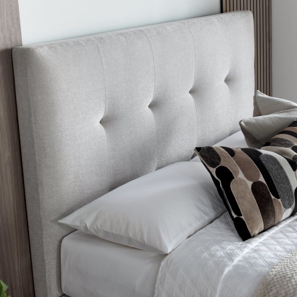 Walkworth Clay Fabric Ottoman Storage Bed Headboard Close-Up