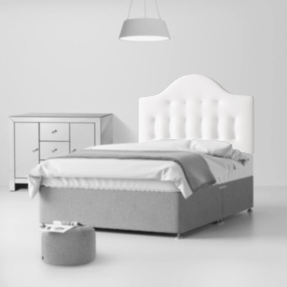 Victor Buttoned White Fabric Headboard Room Set