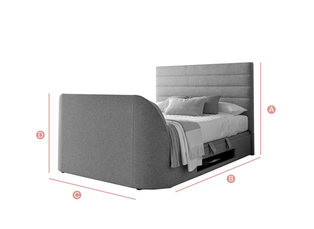 Appleby Ottoman TV Bed Dimensions Sketch