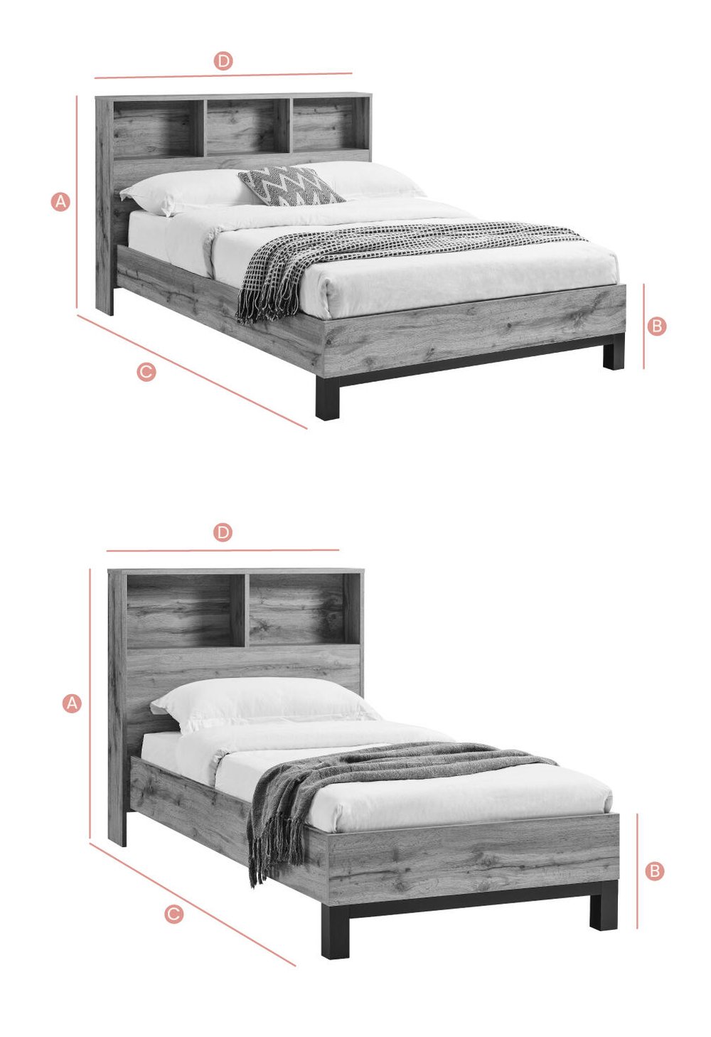 Happy Beds Bali Wooden Bed Sketch Dimensions