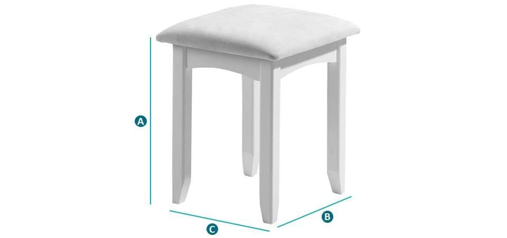 Cameo Stone White Dressing Stool Sketch