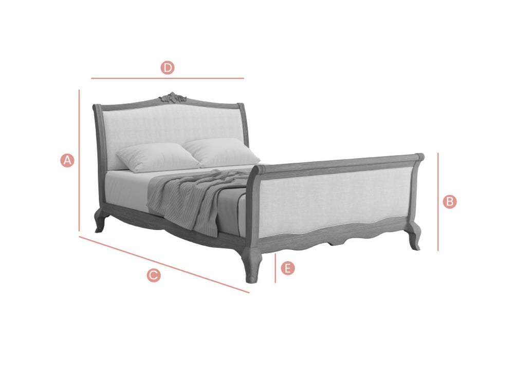 Happy Beds Camille Wooden Bed Sketch Dimensions