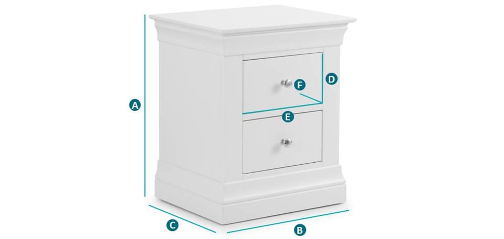 Clermont White 2 Drawer Table Sketch