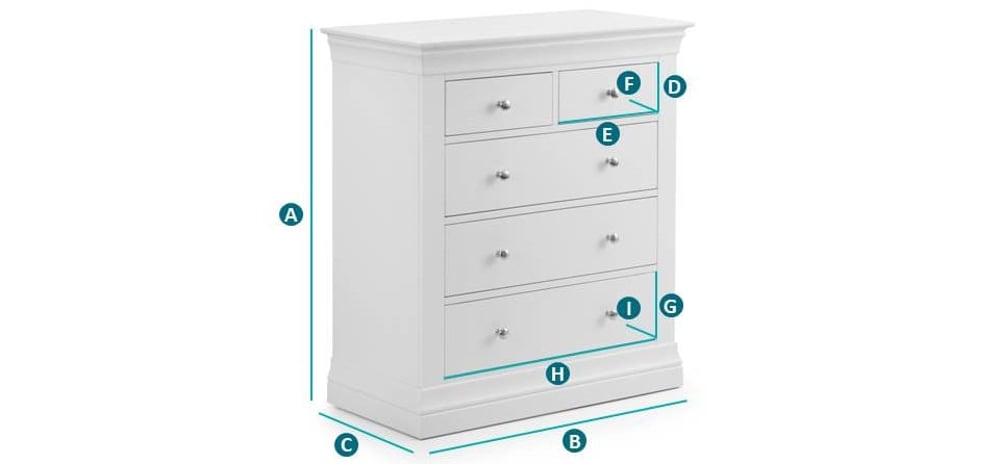 Clermont White 3+2 Drawer Chest Sketch