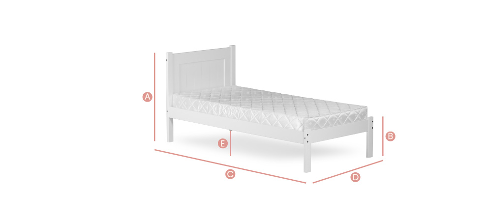 Clifton White Wooden Bed Single Sketch