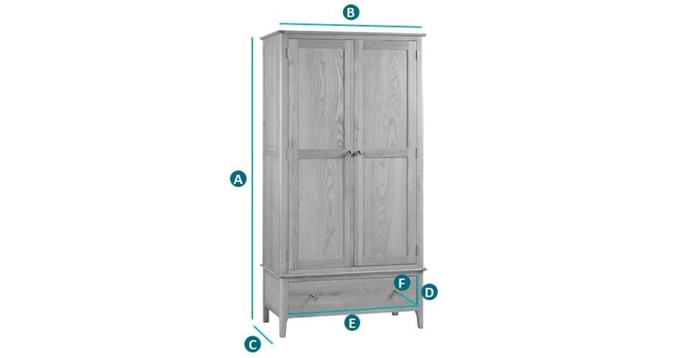 Cotswold Oak 2 Door Combination Wardrobe Sketch