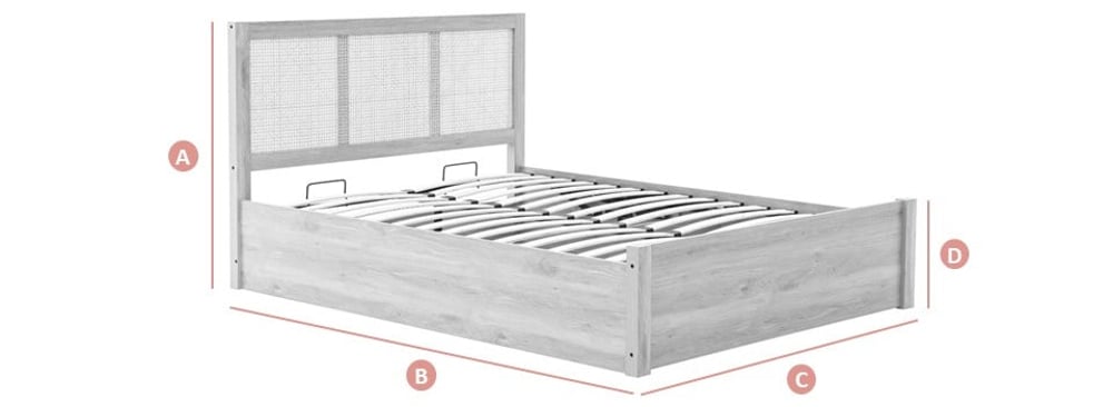 Happy Beds Croxley Rattan Ottoman Bed Sketch Dimensions
