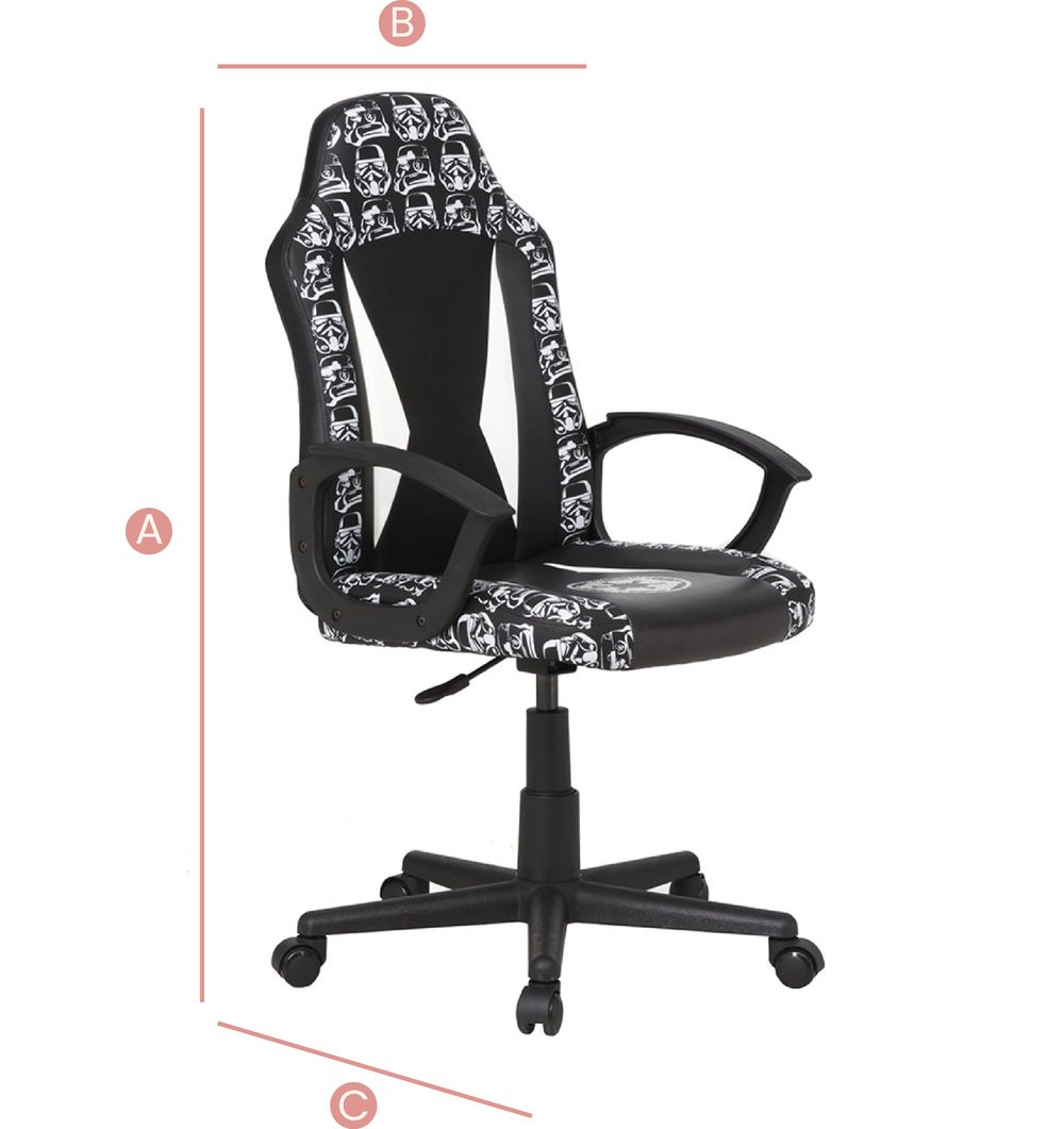 Happy Beds Disney Stormtrooper Patterned Computer Gaming Chair Sketch Dimensions