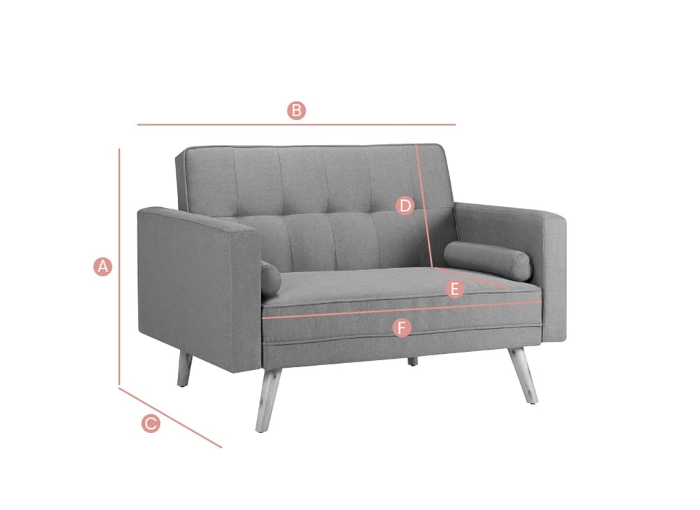 Ethan Grey Medium Fabric Sofa Bed Sketch