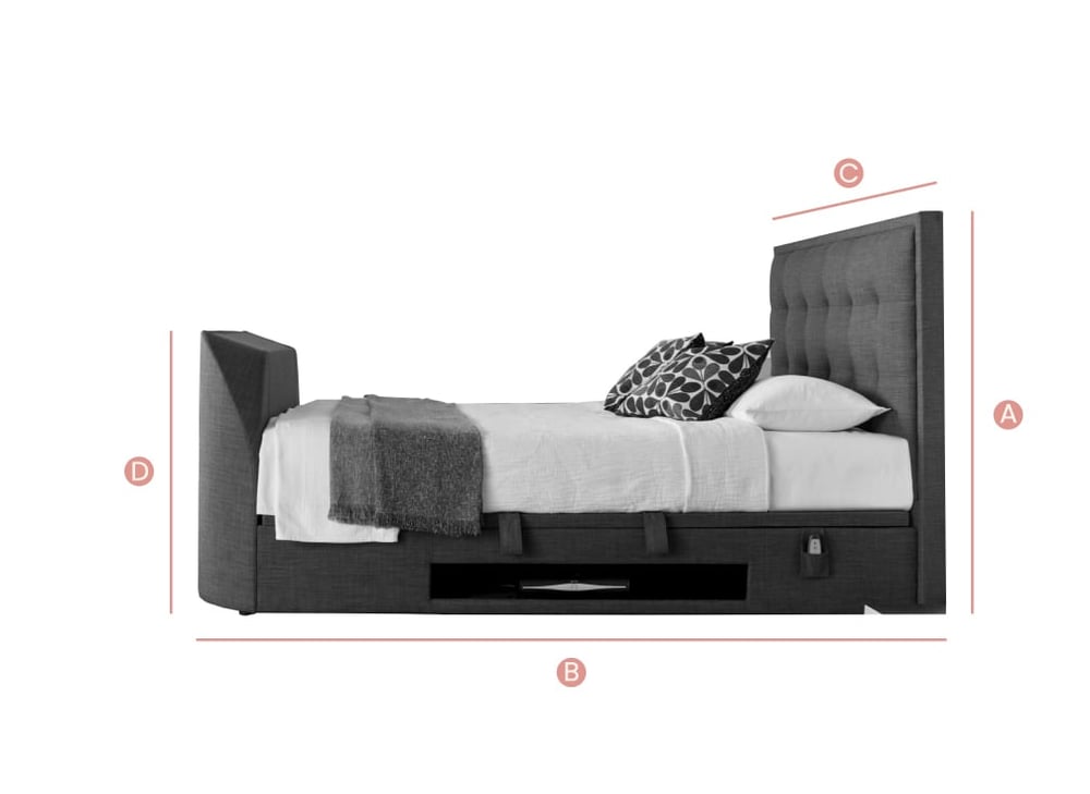 Falstone TV Ottoman Bed Dimensions Sketch