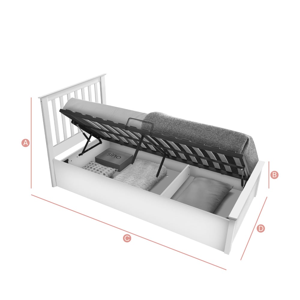 Francis White Wooden Ottoman Storage Bed Sketch