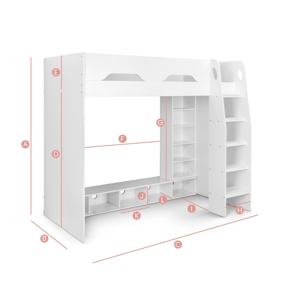 Galaxy Grey And White Wooden Gaming High Sleeper Sketch