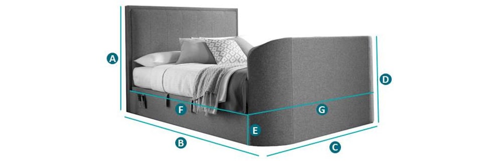Happy Beds Griffin Ottoman TV Bed Sketch Dimensions
