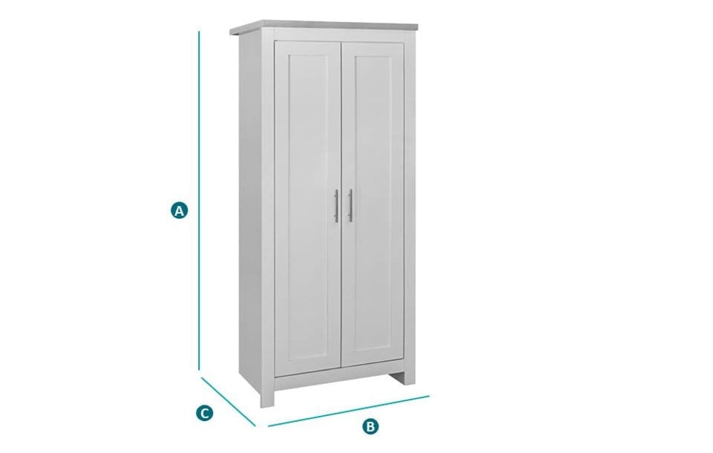 Highgate Navy Blue And Oak Wooden 2 Door Wardrobe Sketch