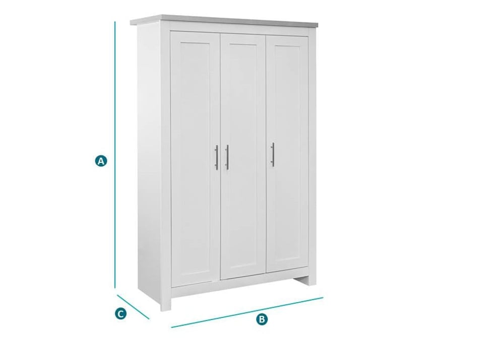 Highgate Navy Blue And Oak Wooden 3 Door Wardrobe Sketch