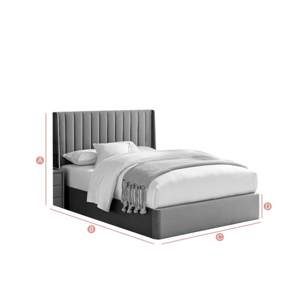 Happy Beds Harper Velvet Ottoman Bed Sketch Dimensions