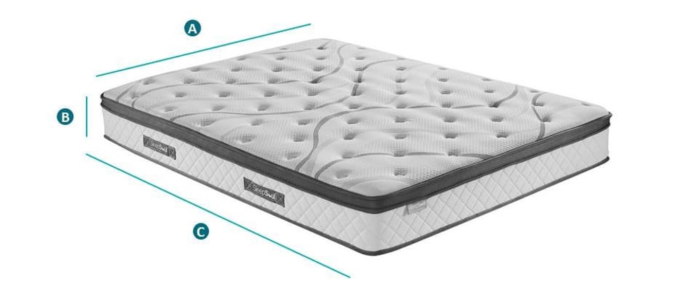 Happy Beds Sleep Soul Heaven Pocket Sprung Mattress Sketch Dimensions