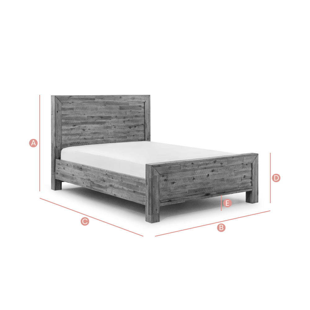 Happy Beds Hoxton Wooden Bed Sketch Dimensions