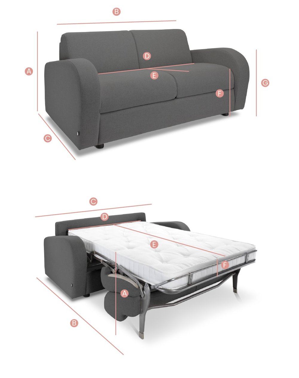 Jay-Be Retro 2 Seater Sofa Bed Dimensions Sketch