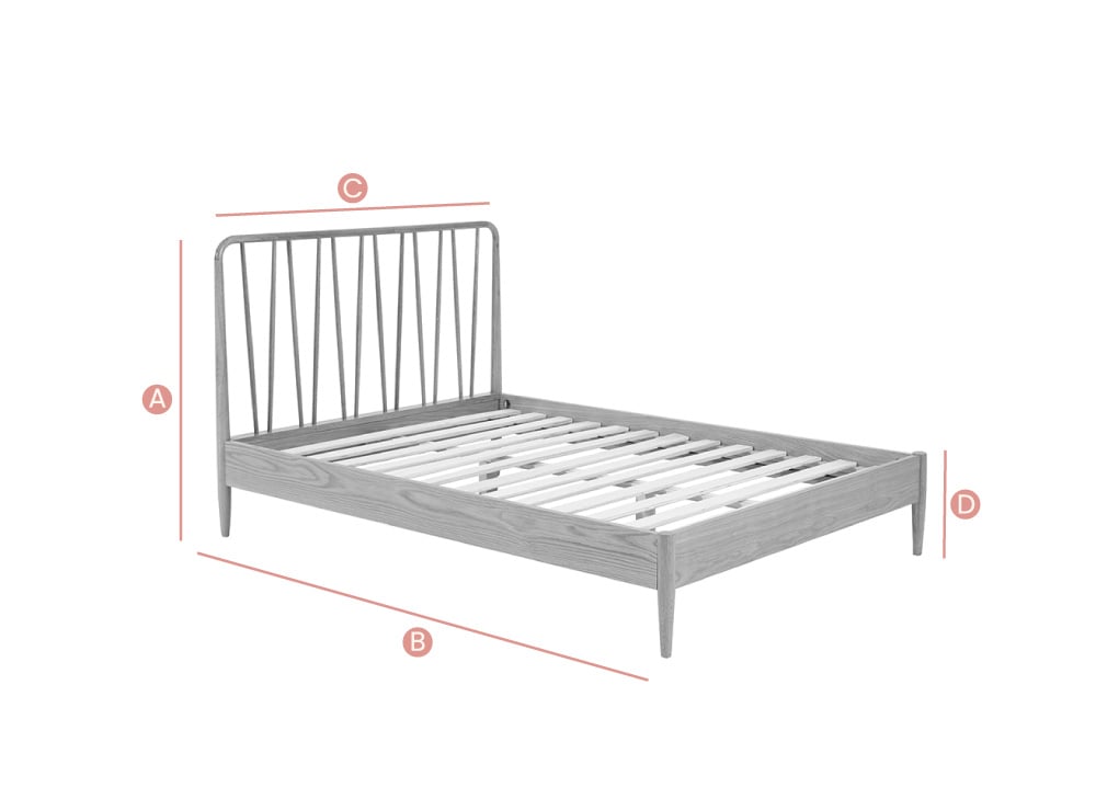 Jesper Wooden Spindle Bed Sketch Dimensions